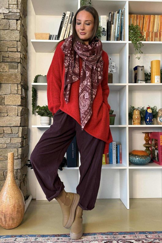  Big Softie Super Slant Knit Jumper Deep Ruby